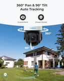 Reolink 4K PTZ PoE Camera voor Buiten met 16x Optische Zoom, Draai 360° & Kantel 90°, Auto Volgen, 260ft IR Nachtzicht, Detecteer Mens/Voertuig/Dier, Tweerichtingsgeluid, Time-lapse, RLC-823A 16X