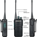 Retevis RB629 Portofoon, PMR446 Heavy Duty Walkie Talkie met Draadloze Kloonfunctie, VOX, Noodalarm, Lange Afstand Walkie Talkies met Luidsprekermicrofoon voor Bouwplaats (4 Stuks, Zwart)