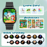 Smartwatch voor kinderen, telefoneren, kinder smartwatch met SOS, games, stappenters, muziek, audioboek, camera, kinderen bekijk cadeau voor kinderen 4-12 jaar, Kids Smart Watch (Black-A23 2G)