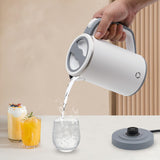 Kleine waterkoker, 800 ml, mini-theekoker, 600 watt, reiswaterkoker, roestvrij staal, elektrische draagbare waterkoker, mini-waterkoker, reiswaterkoker (wit)