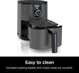 Ninja AF080 Mini-airfryer, 2 liter, compact, anti-aanbaklaag, met snelregelbare timer, grijs