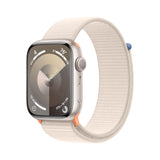 Apple Watch Series 9 (GPS 45 mm) Smartwatch - Kast van sterrenlicht aluminium - Sterrenlicht geweven sportbandje. Conditie bijhouden, Saturatie-app en Ecg-app, Always-on Retina-display, CO?- neutraal