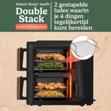 Ninja Double Stack XL Airfryer, Verticale Friteuse met Dubbele Lades en 4 Bereidingsniveaus, 2 Lades, 2 Rekken, Ruimtebesparend Ontwerp, 9,5 Liter Inhoud, 6 Functies, 8 Porties, Tang, SL400EUCP