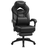 SONGMICS - Ergonomische gamingstoel - Bureaustoel met telescopische voetensteun - Verstelbare hoofdsteun - Lendensteun - Maximale belasting 150 kg - Zwart - OBG077B01