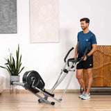 Hop-Sport crosstrainer HS-2050C Rood/Grijs voor thuisgebruik met LCD display en hartslagmeting - zeer stille crosstrainer met magnetisch remsysteem en ergonomische zilveren handgrepen