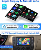 [2G + 64G] Hikity Android 13 autoradio voor VW Polo Golf Jetta Sharan Passat Skoda met Carplay en Android Auto Wireless, 7 inch touchscreen met BT, GPS, spiegellink, FM/RDS radio, microfoon,