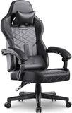 Dowinx Gamingstoel, racing, gamerstoel met lentekussen, ergonomische gamingstoel met lendensteun, bureaustoel, PU-leer, pc-stoel, verbrede rugleuning, 150 kg (zwart)