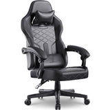 Dowinx Gamingstoel, racing, gamerstoel met lentekussen, ergonomische gamingstoel met lendensteun, bureaustoel, PU-leer, pc-stoel, verbrede rugleuning, 150 kg (zwart)