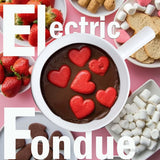 Artestia 2-QT Elektrische fonduepan voor vlees, 1500W keramische chocolade smeltpot met instelbare temperatuur, 6 fonduevorken, witte keramische pot met roségouden basis