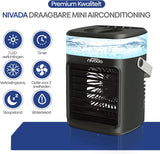 NIVADA Portable Mini Airco Inclusief Afstandsbediening - Luchtkoeler - Tafelventilator - Aircooler - 450 mL - Verlichtingsmogelijkheden, meerdere standen en vriesfunctie