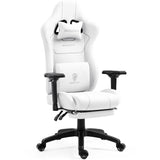 Dowinx Gamingstoel, stof met pocketveringkussen, ergonomische gamingstoel met massagefunctie, pc-bureaustoel, groot en hoog, met voetsteunen, XXL, wit