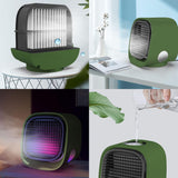 Bewello® - Mini Airco - Mini Ventilator voor Bureau - USB Ventilator met Luchtkoeler - Kleine Tafelventilator Airco - Groen - Mobiele Water Aircooler - met LED moodlight - Fluisterstil