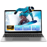 Auusda Laptop met 32 GB DDR4 1TB NVMe SSD, 15,6 inch FHD IPS LCD, Celeron N95 tot 3,4 GHz met vingerafdruk Unlock, koelventilator, webcam, dual speakers, mini HDMI,USB-A x 2,Studenten/Zakelijke Laptop