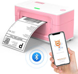 MUNBYN Labelprinter Bluetooth Thermische Printer Labelprinter 4x6 DHL UPS GLS Verzendlabels Printer Thermische Printer Label Maker voor verzendpakketten Compatibel met Ebay Amazon Etsy Shopify, Roze