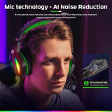 Fachixy「2024 Nieuw」FC100 Gaming Headset voor PS4/PS5/PC/Xbox/Nintendo Switch, PS4 koptelefoon met kabel en RGB licht, koptelefoon met microfoon, ruisonderdrukking Gamer koptelefoon - GROENTE