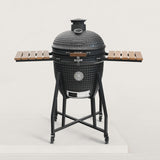 KAMADO XL Forest-Grill 22 inch voor 8 tot 12 personen, Japanse houtskoolgrill, met trolley, dienbladen, pizzasteen inbegrepen, keramisch deksel