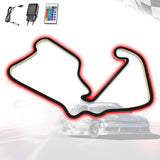 Houten sculptuur decoratie met LED - racebaan Silverstone GP Circuit, 3D nachtlampje, 92 cm, cadeau, wanddecoratie voor fans van autoraces, cadeau voor verzamelaars, zwart