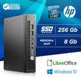 HP Elitedesk Mini-pc, Intel i5-6500T 4 Core 2,5 GHz RAM, 8 GB SSD, MVME 256 GB VGA, W10 Libre Office (gereviseerd)