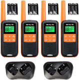 Retevis RT649 Walkie Talkie Royalty-vrije PMR446-radioset 16 kanalen VOX LED-zaklampscan Twee oplaadmethoden Walkie Talkie Profi, Noodgeval, Redden (oranje, 4 STK.)