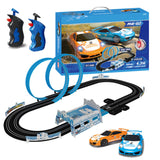 Electric Race Car Track Set Racing Tracks Toy-Electric with 2 Hand Controllers 2 Race Cars 2 Ferris Wheel (360 Degree Rotation) Gift Flexible Toys