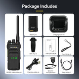 Retevis NR30D Walkie Talkies, DMR Walkie Talkie Voor Lange Afstanden, IP67, 2800 mAh, Digitale AES256 Robuuste 2-Weg Radio met Microfoon Voor de Industrie (4 stuks)