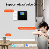 PGST Draadloos huisalarm, GSM WIFI draadloos huisalarm, 1 inbraakalarm voor thuis met sirene, 10 deur- en raamsensoren, 3 afstandsbedieningen, compatibel met Alexa en Google Assistant