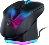 Turtle Beach Kone XP Air – Aanpasbare en ergonomische draadloze gamemuis met RGB-verlichting, optische sensor van 19K DPI, batterijvermogen van 100h, oplaaddock, AIMO RGB-verlichting - Zwart