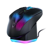 Turtle Beach Kone XP Air – Aanpasbare en ergonomische draadloze gamemuis met RGB-verlichting, optische sensor van 19K DPI, batterijvermogen van 100h, oplaaddock, AIMO RGB-verlichting - Zwart