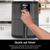 Ninja AF080 Mini-airfryer, 2 liter, compact, anti-aanbaklaag, met snelregelbare timer, grijs
