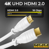 deleyCON 25m HDMI-Kabel 2.0a/b - High Speed met Ethernet - UHD 2160p 4K@60Hz 4:2:0 HDCP 2.2 ARC CEC Ethernet 18Gbps 3D Full HD 1080p Dolby - Wit