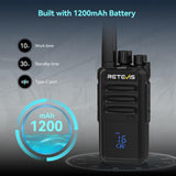 Retevis RT668H Walkie Talkie Active View-display, met 10-Weg Oplader, Oplaadbare Walkie-Talkie VOX, USB-C, PMR446 Professionele Tweewegradio met Oortelefoon voor Hotel, Beveiliging (Zwart, 10 Stuks)