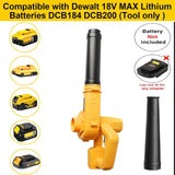 Powarobor Accublazer/bladblazer voor Dewalt 18V accu's, compacte luchtblazer voor gazononderhoud, bladblazen, terras- en garagerreiniging (alleen apparaat, zonder accu en oplader)