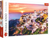 Trefl - Puzzel zonsondergang boven Santorini, Griekenland - 1000 stukjes, Grieks eiland, prachtig uitzicht op de stad, doe-het-zelf puzzel, creatief vermaak, cadeau, klassieke puzzel