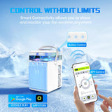 Mobiele airconditioning, 5-in-1 airconditioner, draagbaar, airconditioner zonder afvoerslang, mini-airconditioning met spray en kleurrijk nachtlampje, mobiele airconditioner voor thuis, kantoor
