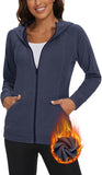 Soneven Warm sweatjack voor dames met capuchon, fleece capuchonjack voor dames, sport, lichte wandeljas voor herfst en winter