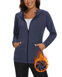 Soneven Warm sweatjack voor dames met capuchon, fleece capuchonjack voor dames, sport, lichte wandeljas voor herfst en winter