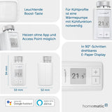 Homematic IP Flex, 160230A0 Radiatorthermostaat, digitale thermostaat, bediening via app, Alexa, Google Assistant, eenvoudige installatie, energiebesparing