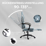 Dowinx Gamingstoel, stof met pocketveringkussen, massage-gamingstoel met voetensteun, ergonomische pc-stoel, gamingstoel, bureaustoel, 150 kg belastbaarheid, blauw