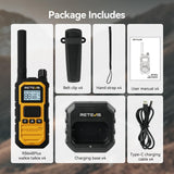 Retevis RB648P Lange Afstand Walkie-Talkie, IP67 Waterdichte 2-Weg Radio, 2000 mAh, Vibratie-SOS, Draagbare Robuuste Radio voor Bouwplaats, Aannemer (Geel, 4 Stuks)