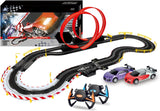 Electric Race Car Track Set Racing Tracks Toy-Electric with 2 Hand Controllers 2 Race Cars 2 Ferris Wheel (360 Degree Rotation) Gift Flexible Toys