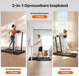 Mobvoi Home 3 in 1 opvouwbare loopband met 6% helling loopmat 2,5 pk compacte draagbare loopband onder bureau met afstandsbediening LED-display voor thuiskantoor 120 kg 12 km/u