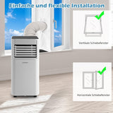 COSTWAY Mobiele airconditioning voor ruimtes tot 60-75 m³ (20-25 m²), 9000 BTU, 2,6 kW, koelen, ventileren en ontvochtigen, airconditioner met afvoerslang, afstandsbediening