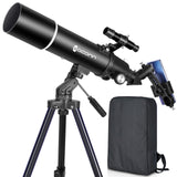 Telescopen voor volwassenen astronomie, 80 mm diafragma 600 mm refractortelescoop voor beginners, compacte en draagbare reistelescoop met rugzak