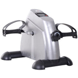 HOMCOM Hometrainer mini-fietstrainer trainingsfiets fietsapparaat met LCD-display metaal zilver 39 x 40 x 31 cm
