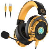 EKSA Gaming-headset, 7.1 surround sound, bekabeld, pc-hoofdtelefoon met ruisonderdrukking, gaming-headset met USB/audio 3,5 mm jackstekker, ultralicht, met ledlicht voor PC/Mac/Switch/PS4/PS5/Xbox