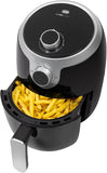 Clatronic 263964 FR 3769 H Hete lucht friteuse,Olie- en vetvrije friteuse dankzij hete lucht,1,8 liter inhoud,voor friet, kippenvleugels en nog veel meer,1000 watt,rook- en geurarm,zwart/zilver