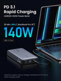 UGREEN Power Bank 145W Max 25000mAh externe batterij met 3 poorten USB C powerbank met digitaal display, compatibel met MacBook Pro/Air, iPhone 15 Pro Max/Pro/15/14 Pro, Galaxy S23 Ultra, Dell