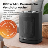 Pro Breeze Keramische Ventilatorkachel 1800W - Keramische Kachel met Automatische Oscillatie en 2 Warmtestanden - Fan Heater - Zwart