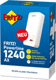 AVM Fritz!Powerline 1240 AX WLAN-set (Gigabit Powerline met Wi-Fi 6, WLAN-access point, ideaal voor media-streaming, HD-video's, internet-TV, 1.200 Mbit/s, Duitstalige versie)