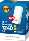 AVM Fritz!Powerline 1240 AX Single Adapter (Gigabit Powerline met Wi-Fi 6, WLAN Access Point, ideaal voor media-streaming, HD-video's, internet-TV, 1.200 Mbit/s, Duitstalige versie)